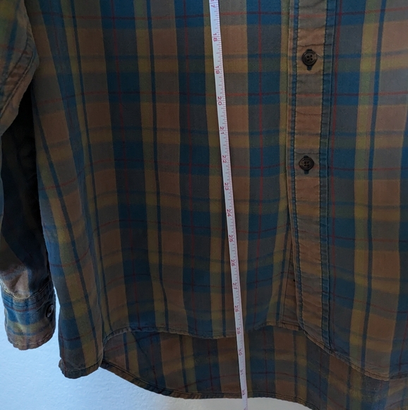Vintage Gap Flannel Button Up Oversized Blue Tan XL - Picture 5 of 6